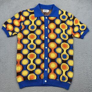 OXKNIT Shirt Mens XL Geometric Print Button Up Retro Casual Patterned Top